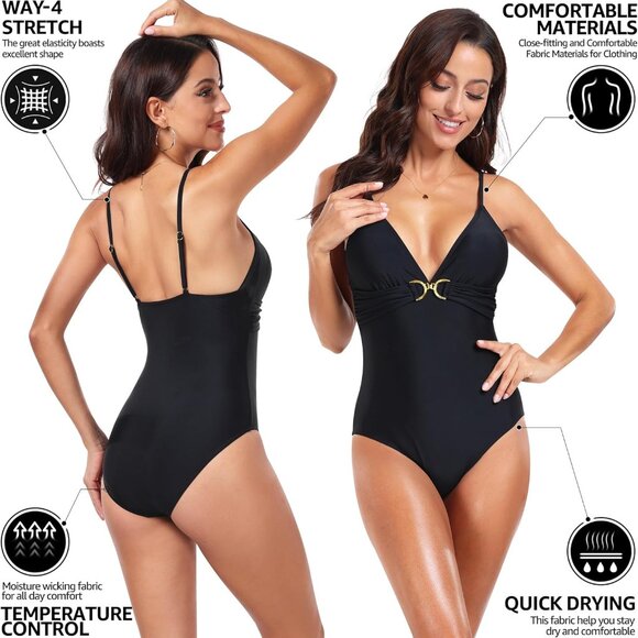 UNIQUEBELLA Other - Women One Piece Swimsuits V Neck Tummy Control Bathing Suits XL